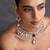 Gold plated ruby red polki necklace set with maang tikka
