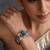 Turquoise blue silver plated polki cuff bangle