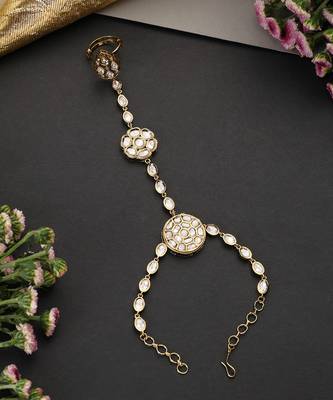 Gold plated polki hathphool 3