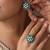 Blue polki stud earrings with ring