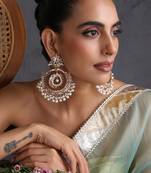 Gold plated multicolor jadau chandbali earrings