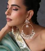 Gold plated multicolor jadau chandbali earrings