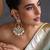 Gold plated blue polki chandbali earrings