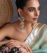 Gold plated red jadau jhumka earrings
