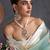Gold plated white jadau pendant necklace set