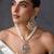 Gold plated white jadau pendant necklace set