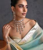Gold plated multicolor jadau choker set
