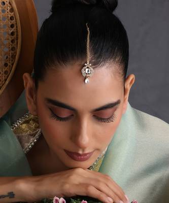 Gold plated polki maang tikka 1