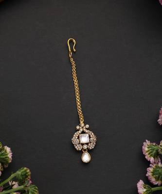 Gold plated polki maang tikka 2