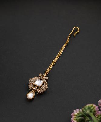 Gold plated polki maang tikka 3