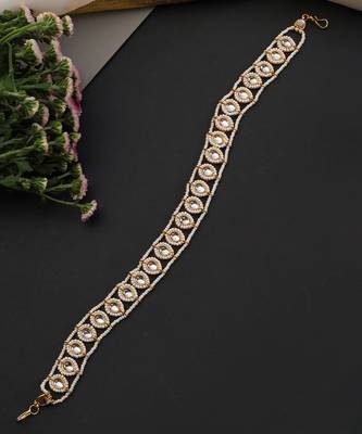 Gold plated white kundan sheeshphool 2