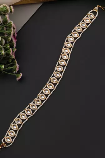 Gold plated white kundan sheeshphool