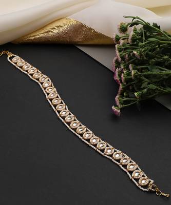 Gold plated white kundan sheeshphool 3