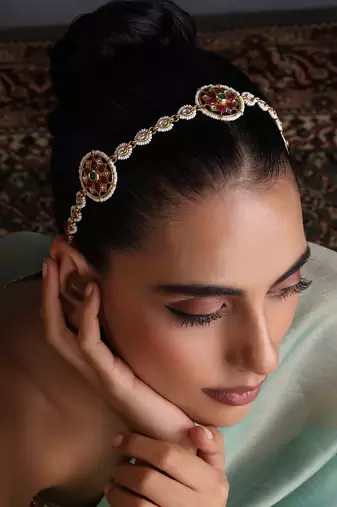 Gold plated multicolor kundan sheeshphool
