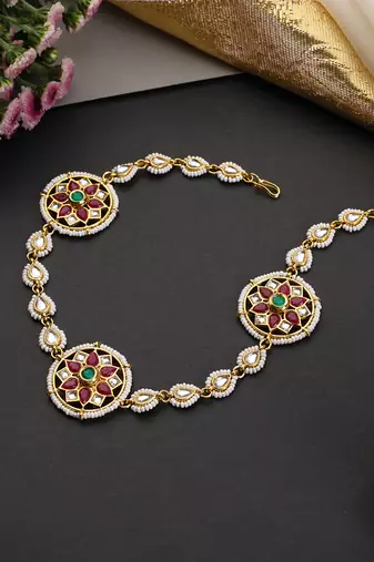 Gold plated multicolor kundan sheeshphool