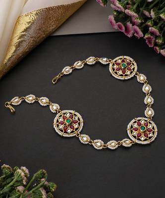 Gold plated multicolor kundan sheeshphool 3