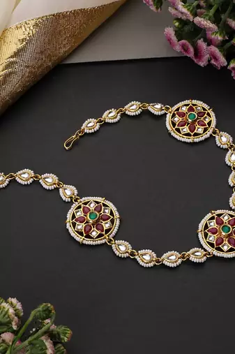 Gold plated multicolor kundan sheeshphool