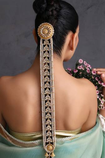 Gold plated kundan long sheeshphool