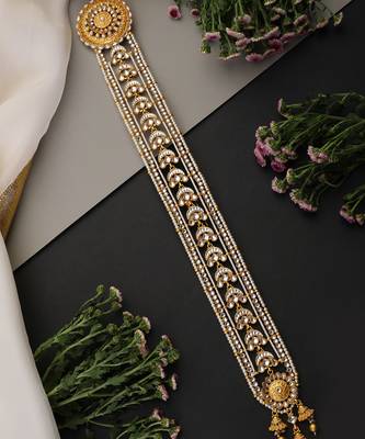 Gold plated kundan long sheeshphool 2