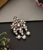 Gold plated white polki brooch