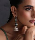 Green polki dangler jhumka earrings