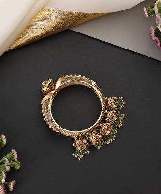 Gold plated green polki kada 2