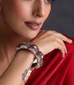 Gold plated ruby red polki kada