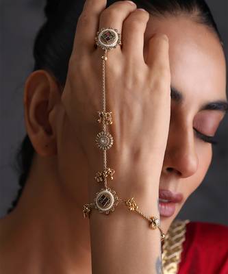 Gold plated multicolor hathphool 1