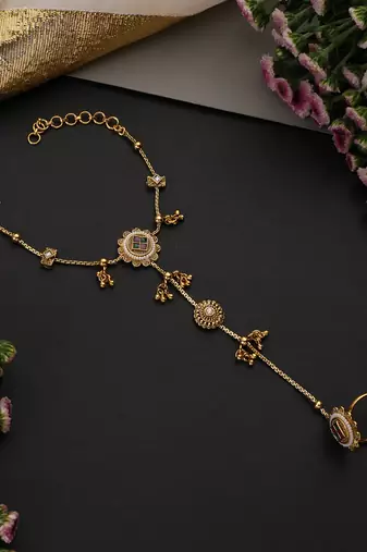 Gold plated multicolor hathphool