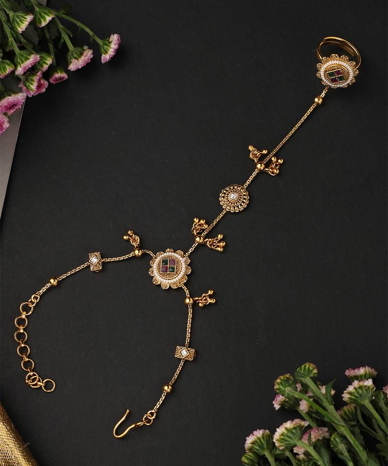 Gold plated multicolor hathphool