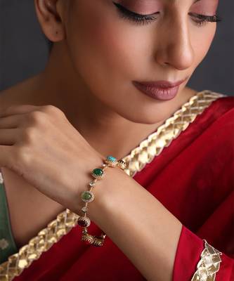 Gold plated multicolor polki bangle 1