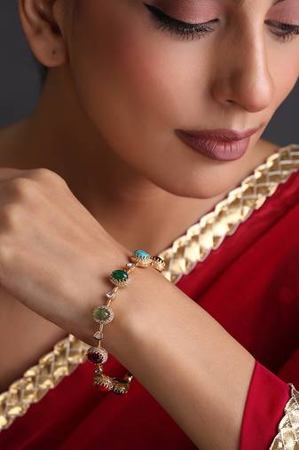 Gold plated multicolor polki bangle