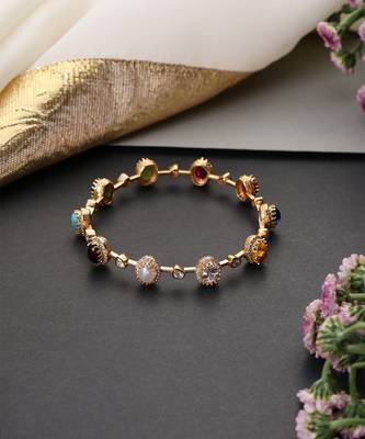 Gold plated multicolor polki bangle 3