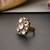 Gold plated white polki adjustable ring
