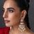 Gold plated white polki pearls chandbali earrings