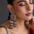 Gold plated red polki jhumka earrings