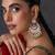Gold plated mint green polki chandbali earrings