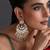 Gold plated mint green polki chandbali earrings