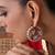 Gold plated ruby red polki hoop earrings