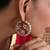 Gold plated ruby red polki hoop earrings