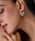 Ruby red polki stud earrings