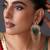 Gold plated emerald green polki dangler earrings