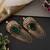 Gold plated emerald green polki dangler earrings
