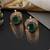 Gold plated emerald green polki dangler earrings
