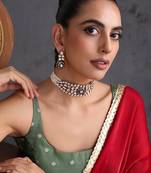 Red and green kundan choker necklace set