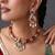Gold plated ruby red polki necklace set