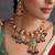 Gold plated multicolor temple motif necklace set