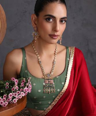 Gold plated multicolor temple mofit pendant necklace set 5
