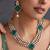Emerald green polki layered necklace set