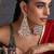 Gold plated red polki dangler earrings